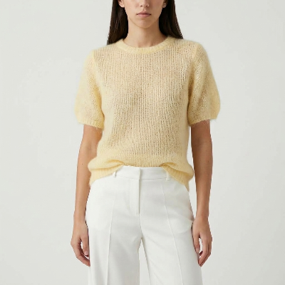 Camisola mohair manga curta amarela