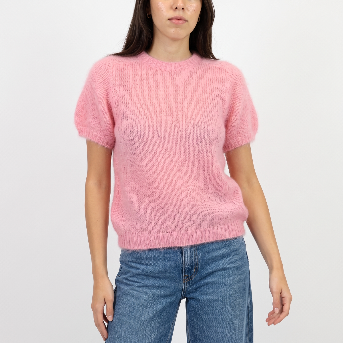 Camisola mohair manga curta rosa