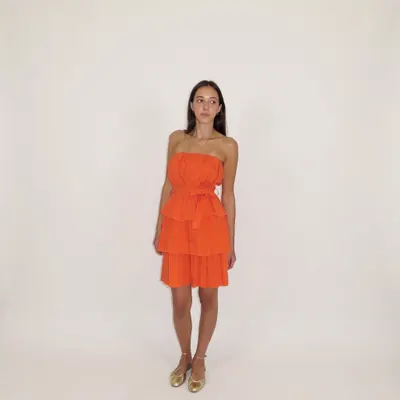 Vestido cai-cai laranja com laço