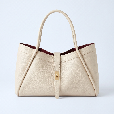 Carteira shopper em pele bege