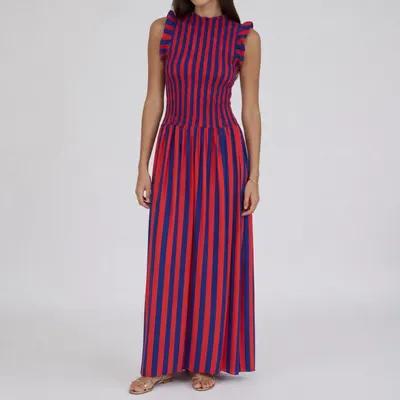 Vestido riscas - azul e vermelho 
